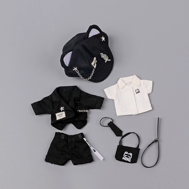 Stylish OB11 Doll Outfit Set - Black & White Jacket, Shorts, Hat & Bag for 12-inch BJDs | High-Quality & Durable - Image 4