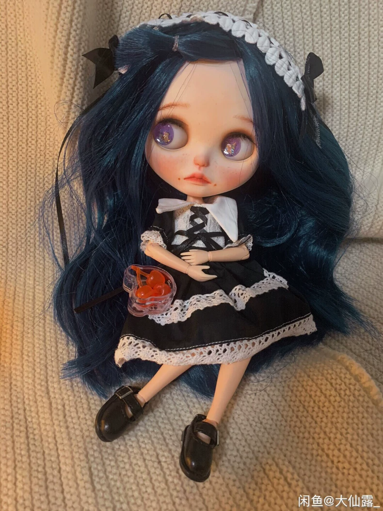 Elegant Black & White Blythe Doll Outfit for Az OB24 - Lace & Metallic Accents, Adjustable Fit, Premium Craftsmanship - Image 1