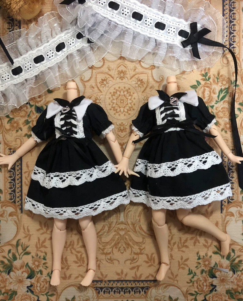 Elegant Black & White Blythe Doll Outfit for Az OB24 - Lace & Metallic Accents, Adjustable Fit, Premium Craftsmanship - Image 2