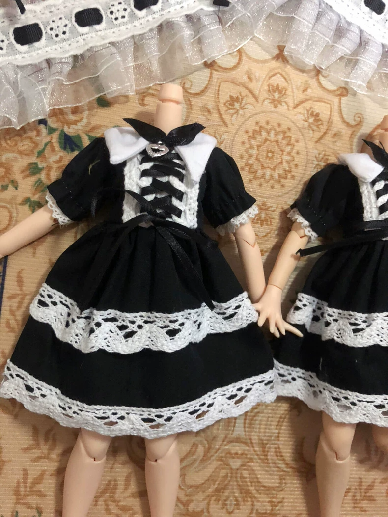 Elegant Black & White Blythe Doll Outfit for Az OB24 - Lace & Metallic Accents, Adjustable Fit, Premium Craftsmanship - Image 3
