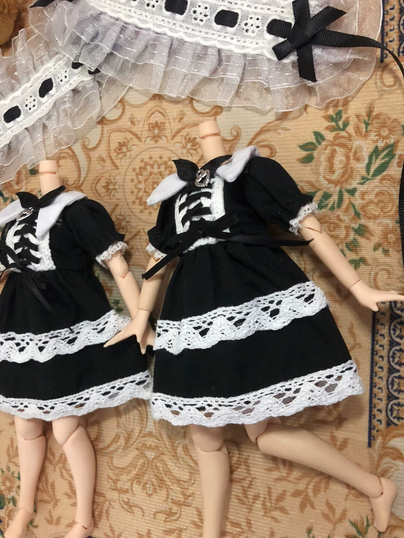 Elegant Black & White Blythe Doll Outfit for Az OB24 - Lace & Metallic Accents, Adjustable Fit, Premium Craftsmanship - Image 4