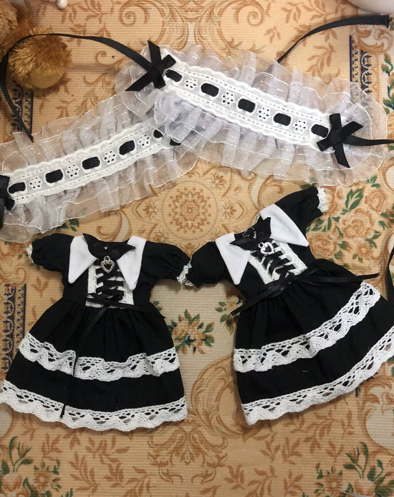 Elegant Black & White Blythe Doll Outfit for Az OB24 - Lace & Metallic Accents, Adjustable Fit, Premium Craftsmanship - Image 5