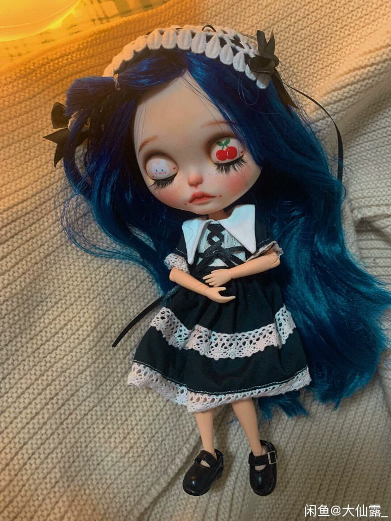 Elegant Black & White Blythe Doll Outfit for Az OB24 - Lace & Metallic Accents, Adjustable Fit, Premium Craftsmanship - Image 6