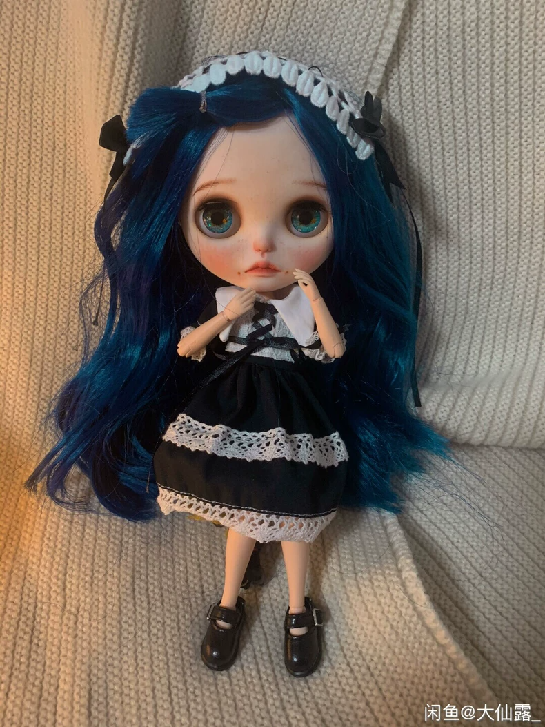 Elegant Black & White Blythe Doll Outfit for Az OB24 - Lace & Metallic Accents, Adjustable Fit, Premium Craftsmanship - Image 7