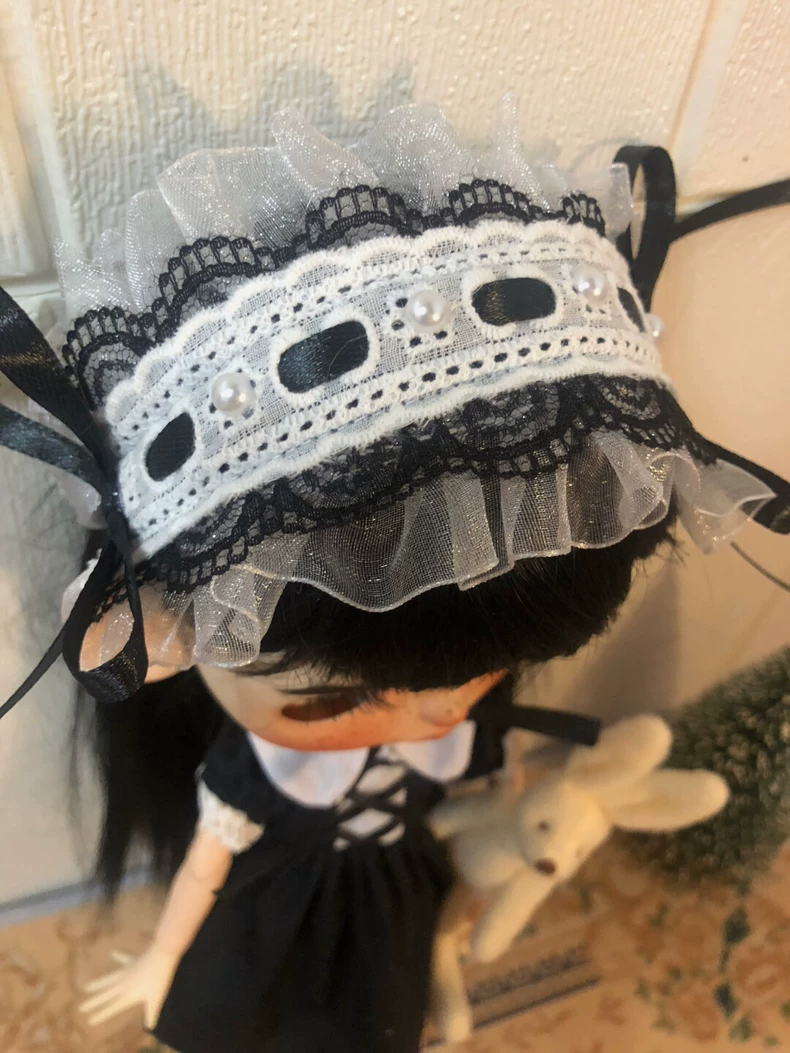 Charming Blythe Doll Maid Outfit – Elegant Black & White Dress Set with Headband & Lantern Pants for Doll Photography & Play - Image 5