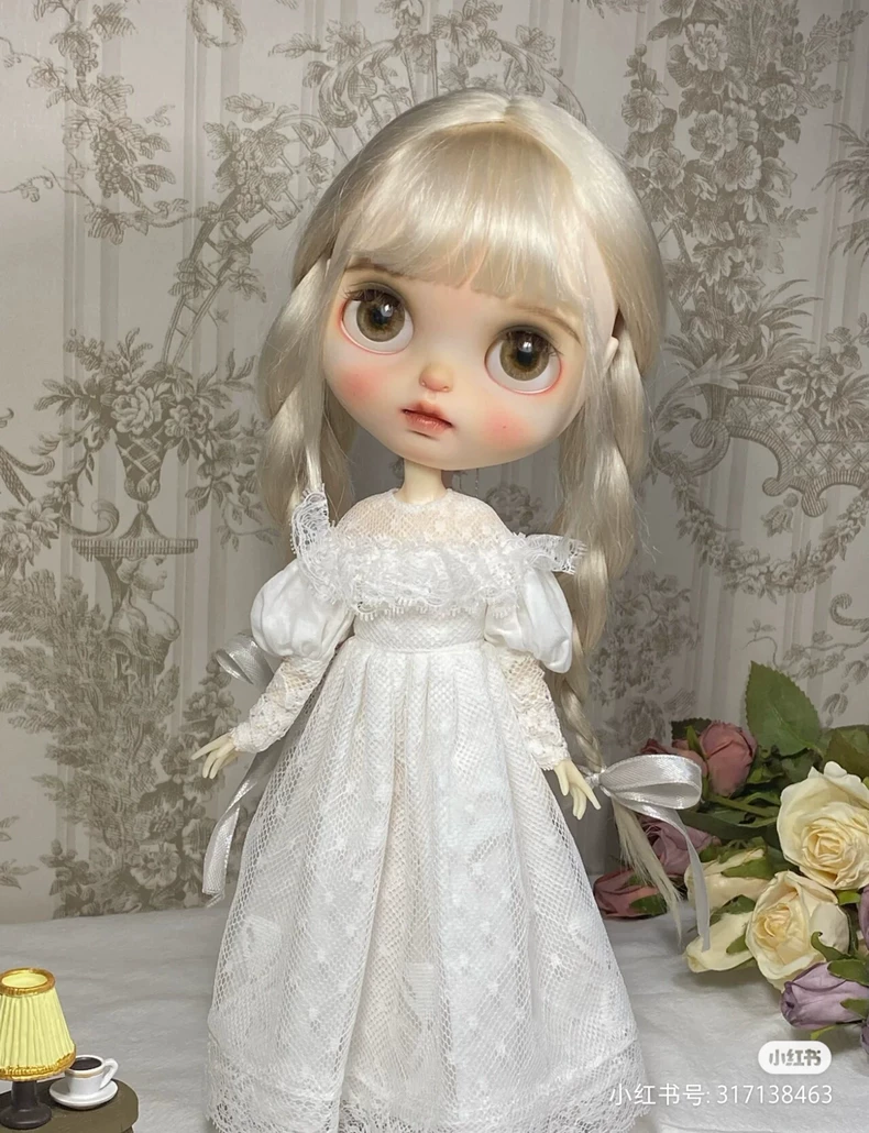 Vintage Lace Blythe Doll Dress - Handmade Pastel Artisan Collector's Outfit - Image 2