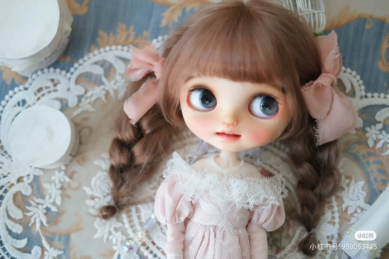 Vintage Lace Blythe Doll Dress - Handmade Pastel Artisan Collector's Outfit - Image 6