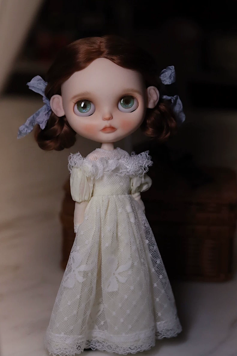 Vintage Lace Blythe Doll Dress - Handmade Pastel Artisan Collector's Outfit - Image 7
