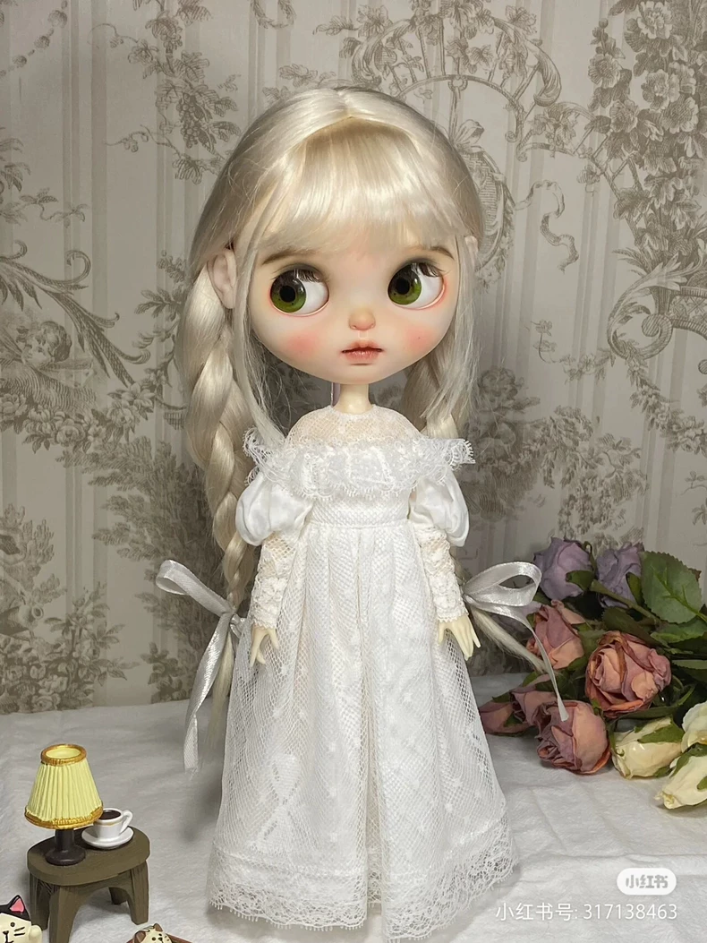 Vintage Lace Blythe Doll Dress - Handmade Pastel Artisan Collector's Outfit - Image 9