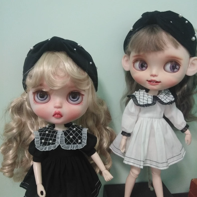 Elegant Blythe Doll Outfit: Pearl-Adorned Dress & Headband for Collectors - Image 3