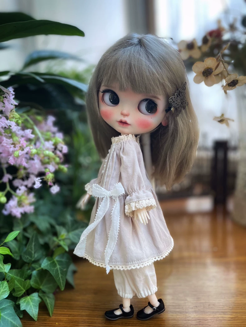 Bohemian BLYTHE Doll Outfit: Elegant Lace Dress & Pants for Stylish Collectors - Image 1