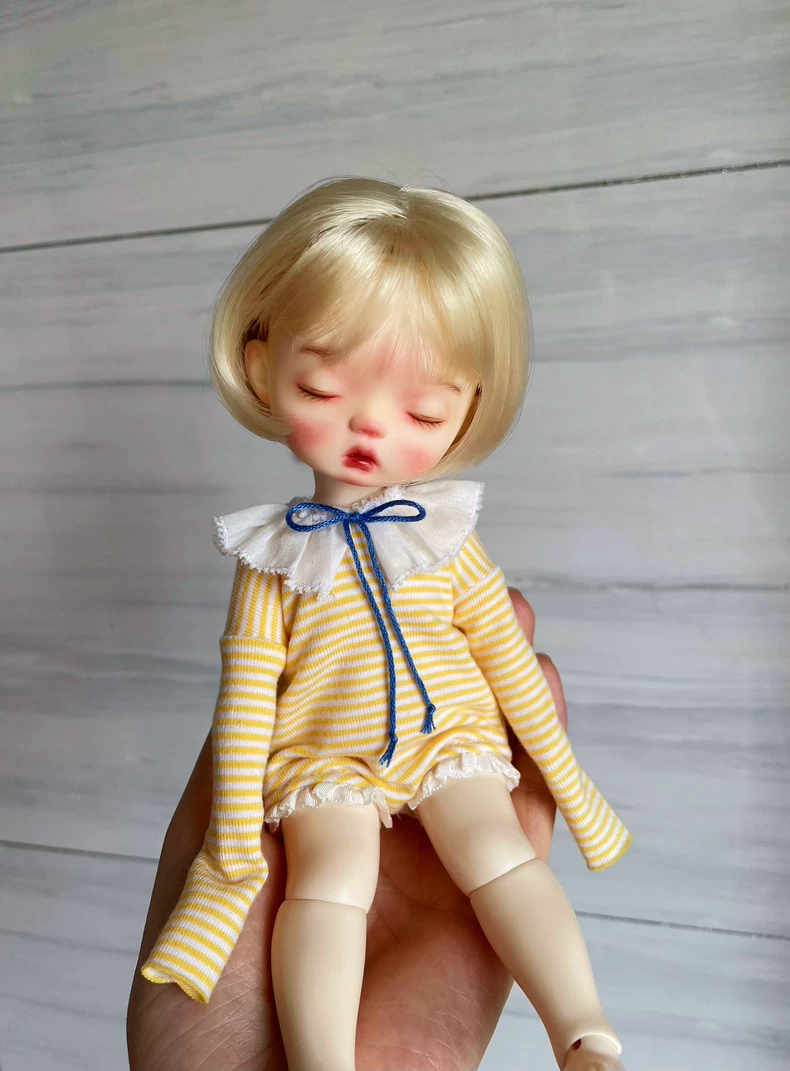 Charming Blue Zebra Jumpsuit & Yellow Striped Top for BLYTHE Dolls | OB22-OB24 Fit - Image 6