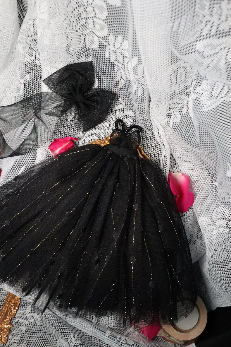 Gothic Elegance BLYTHE Doll Outfit - Black Tulle Skirt & Headpiece for AZ19 OB24 OB22 - Premium Collector Fashion - Image 8