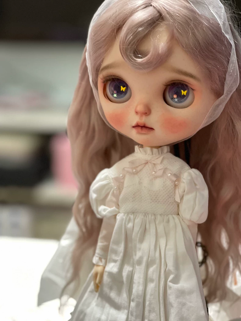 Vintage Blythe Doll Dress Collector White Lace Satin Adjustable Outfit - Image 2