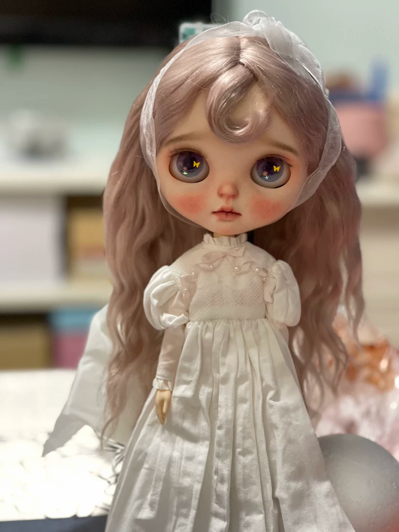 Vintage Blythe Doll Dress Collector White Lace Satin Adjustable Outfit - Image 3