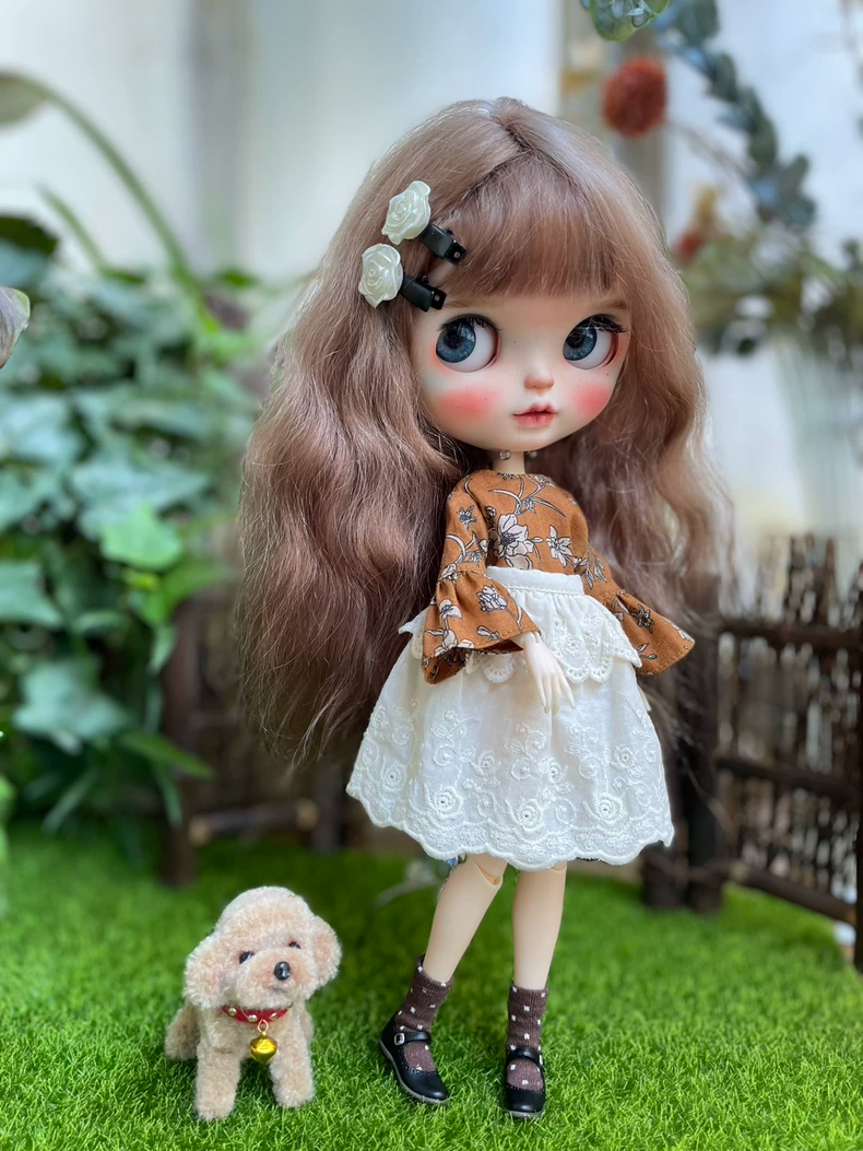 Blythe Vintage Floral Blouse & Lace Skirt Outfit - Adjustable Elegance - Image 4