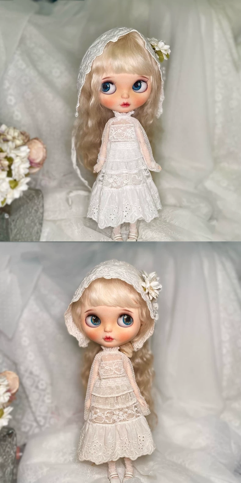 Elegant Blythe Doll Outfit: Vintage Lace Ensemble with Deluxe Accessories - Image 5