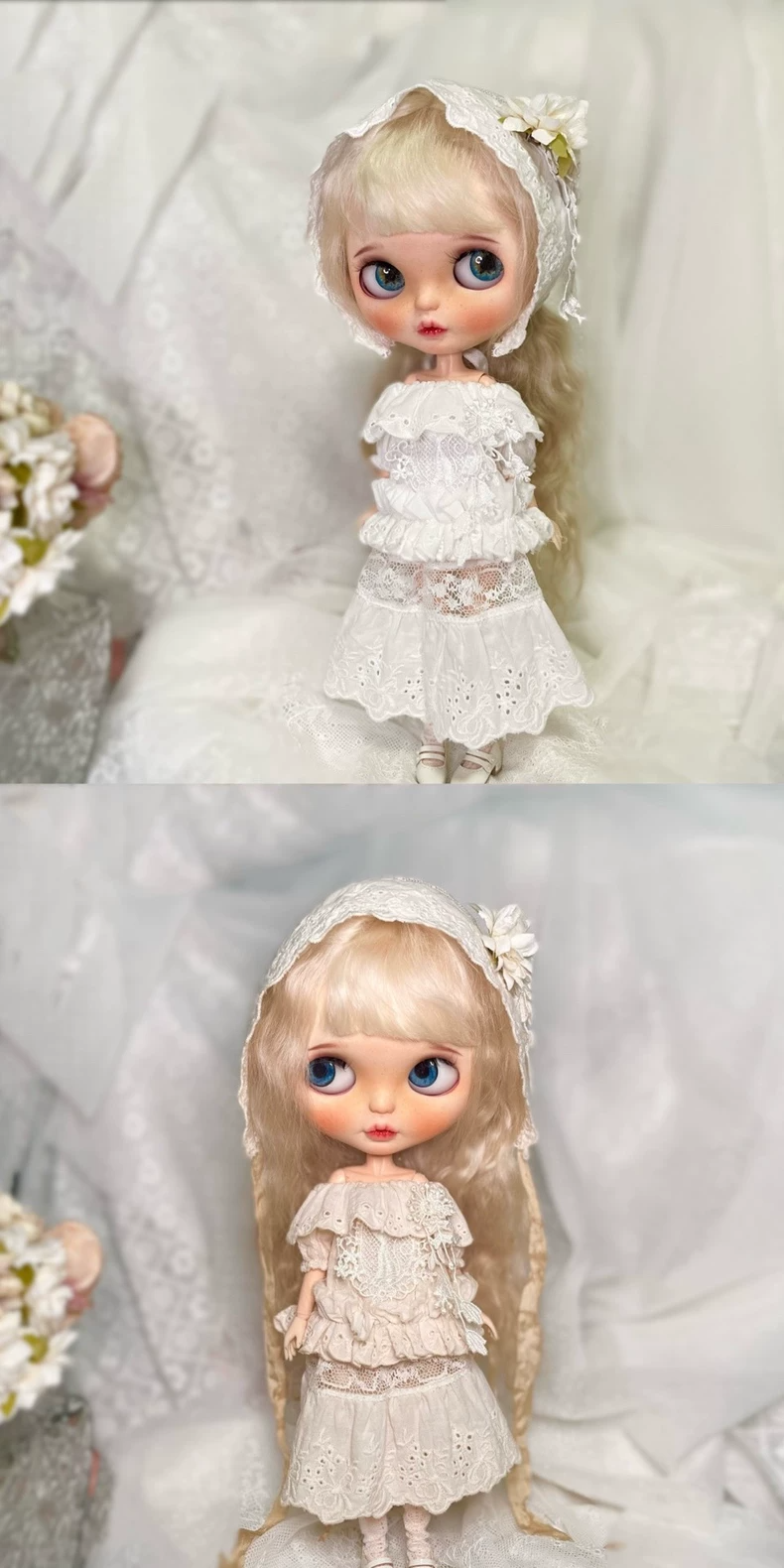 Elegant Blythe Doll Outfit: Vintage Lace Ensemble with Deluxe Accessories - Image 6