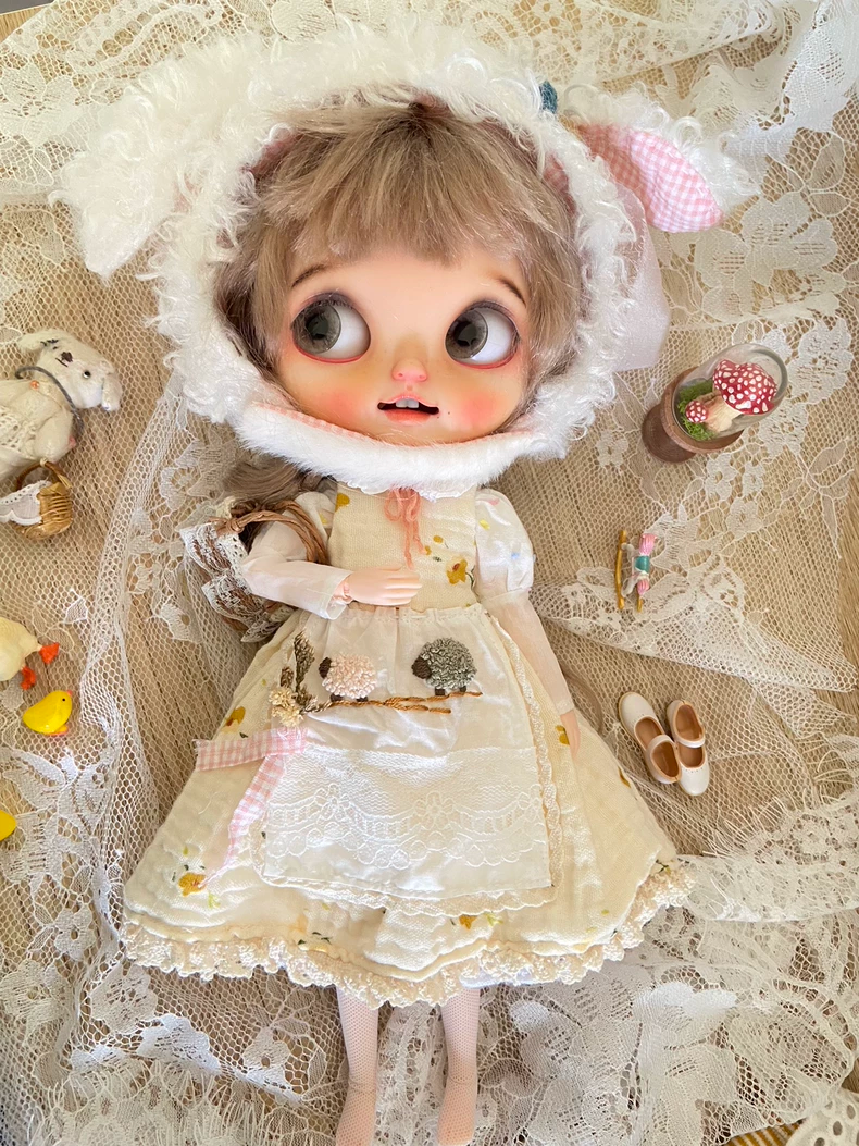 Blythe Doll Pastoral Lamb Outfit - Cream Lace Floral Collector Ensemble - Image 5