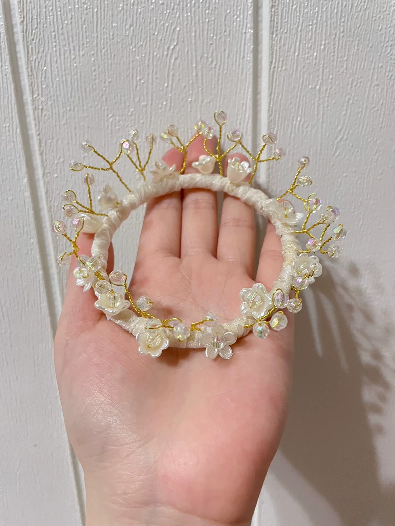 Exquisite Handcrafted BLYTHE Doll Headband - Floral Copper Wire & Beaded Elegance in Gold & Silver - Artisan Quality Accessory - Image 1