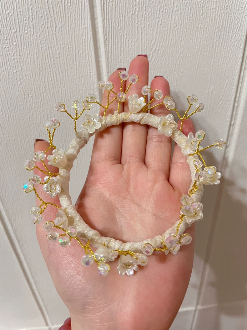 Exquisite Handcrafted BLYTHE Doll Headband - Floral Copper Wire & Beaded Elegance in Gold & Silver - Artisan Quality Accessory - Image 2
