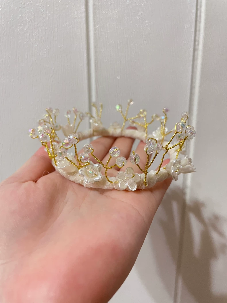 Exquisite Handcrafted BLYTHE Doll Headband - Floral Copper Wire & Beaded Elegance in Gold & Silver - Artisan Quality Accessory - Image 3