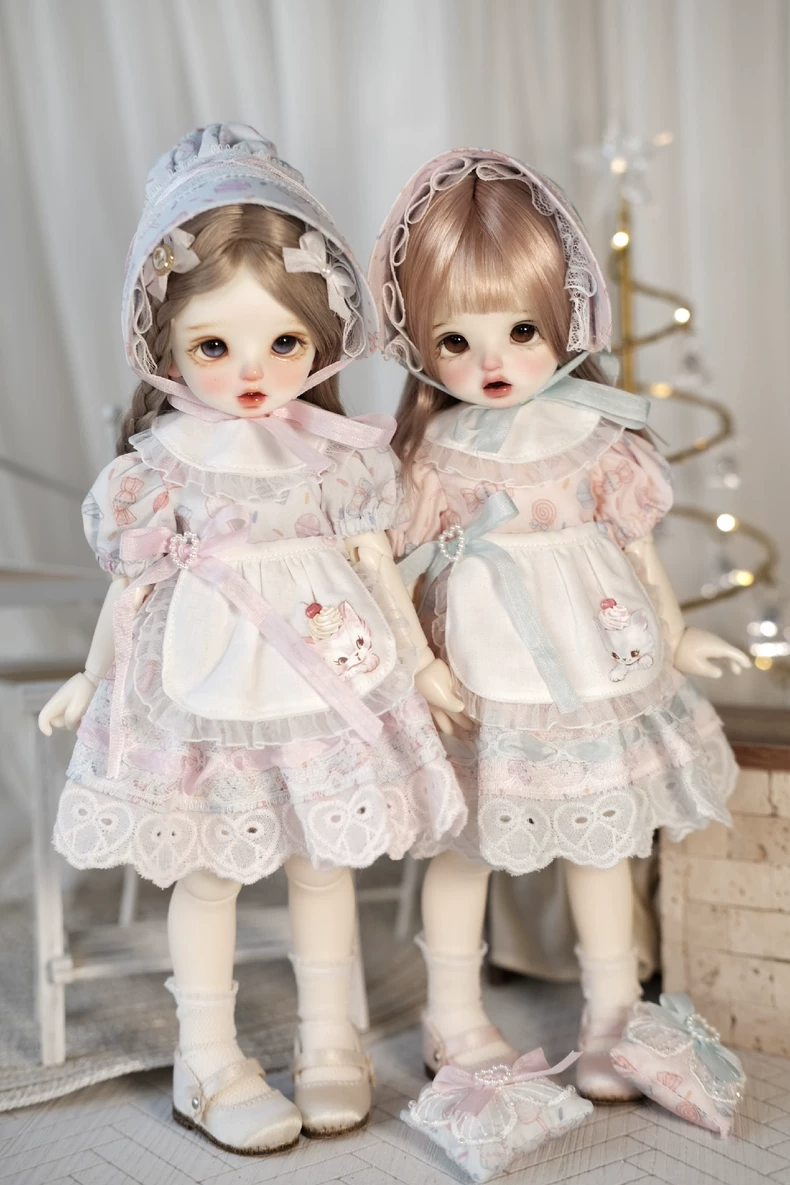 Whimsical Pastel BJD 1/6 Doll Outfit – Sweet Lace Trims & Charming Accessories - Image 1