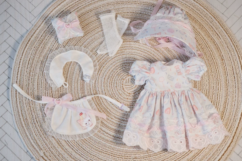 Whimsical Pastel BJD 1/6 Doll Outfit – Sweet Lace Trims & Charming Accessories - Image 5