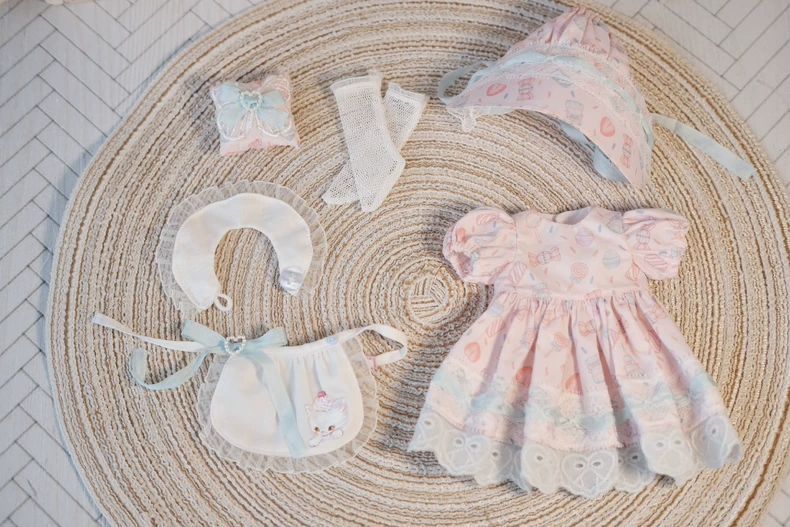 Whimsical Pastel BJD 1/6 Doll Outfit – Sweet Lace Trims & Charming Accessories - Image 6