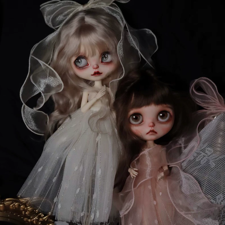 Romantic BLYTHE Doll Outfit Elegant Two-Piece Set with Headpiece for OB22 OB24 AZ19 Joints Lightweight Tulle Dress - Image 1
