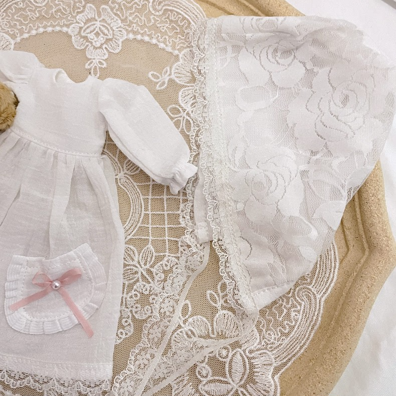 Limited Edition BLYTHE Doll Sleepwear Set with Cozy Hat & Plush Teddy Bear – Soft White & Pink Outfit for Collectors - Image 4