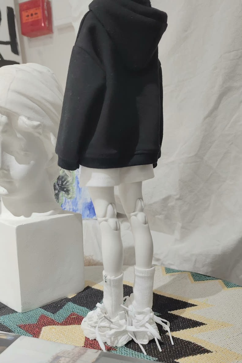 Stylish Blue & Black BJD 1/4 Hoodie & Shorts Outfit – Versatile, Comfortable & High-Quality Doll Clothes - Image 6
