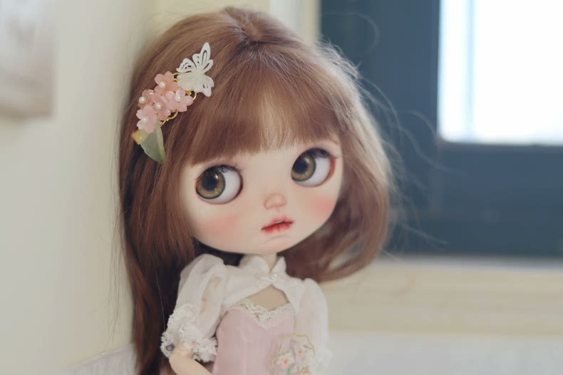 Silk & Lace Spring Floral Blythe Doll Dress | Elegant Cherry Blossom Lily of Valley Outfit | Handmade Luxury Ensemble - Image 2