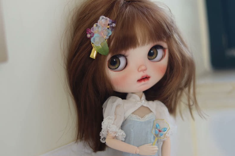 Silk & Lace Spring Floral Blythe Doll Dress | Elegant Cherry Blossom Lily of Valley Outfit | Handmade Luxury Ensemble - Image 5