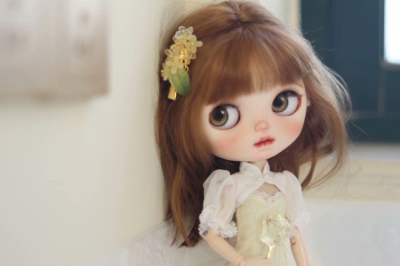 Silk & Lace Spring Floral Blythe Doll Dress | Elegant Cherry Blossom Lily of Valley Outfit | Handmade Luxury Ensemble - Image 7