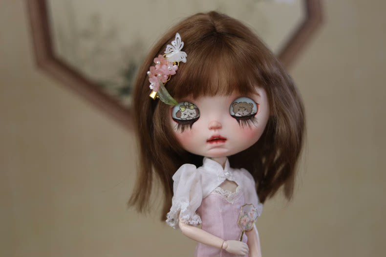 Silk & Lace Spring Floral Blythe Doll Dress | Elegant Cherry Blossom Lily of Valley Outfit | Handmade Luxury Ensemble - Image 9