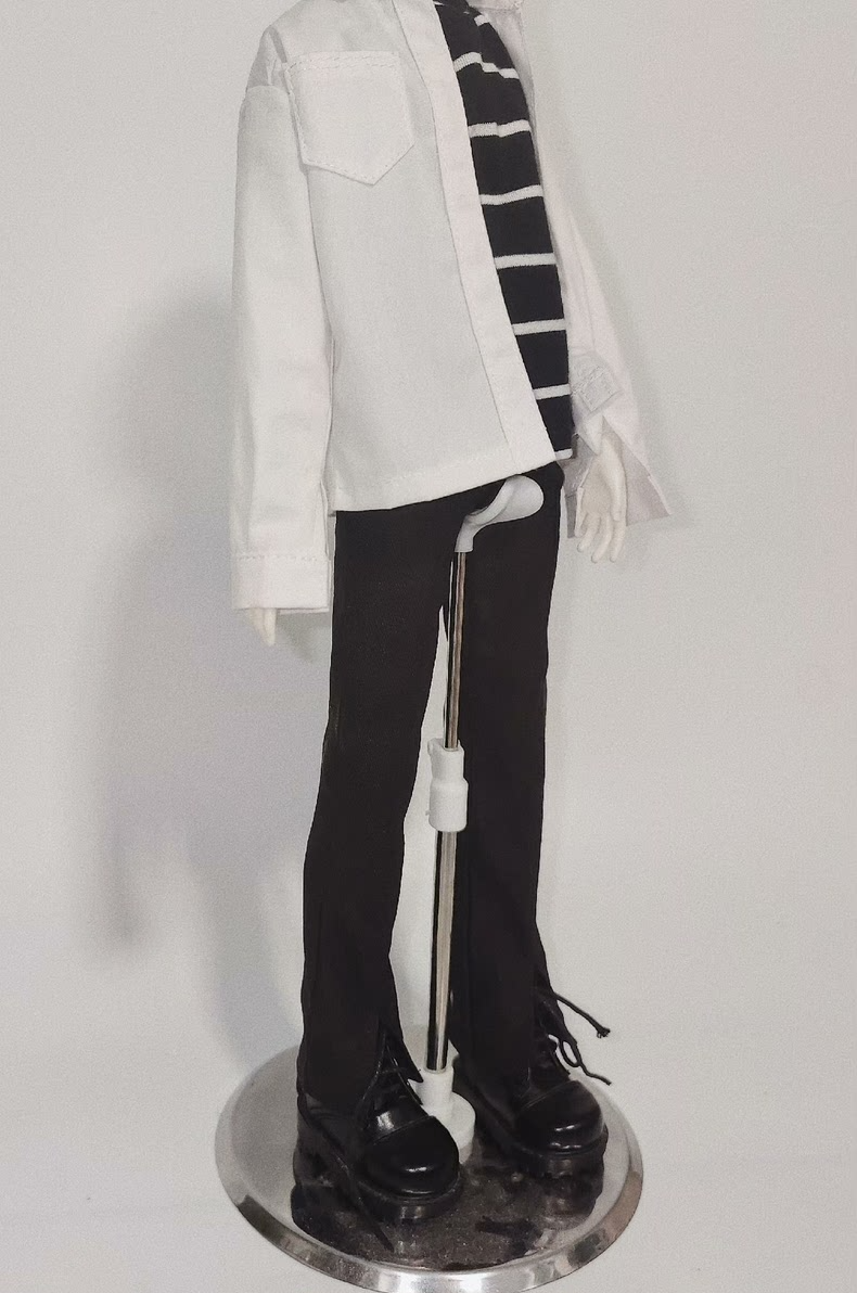 Stylish Black & White Striped BJD 1/4 Outfit with Split-Hem Pants - Premium Quality & Versatile Design - Image 1