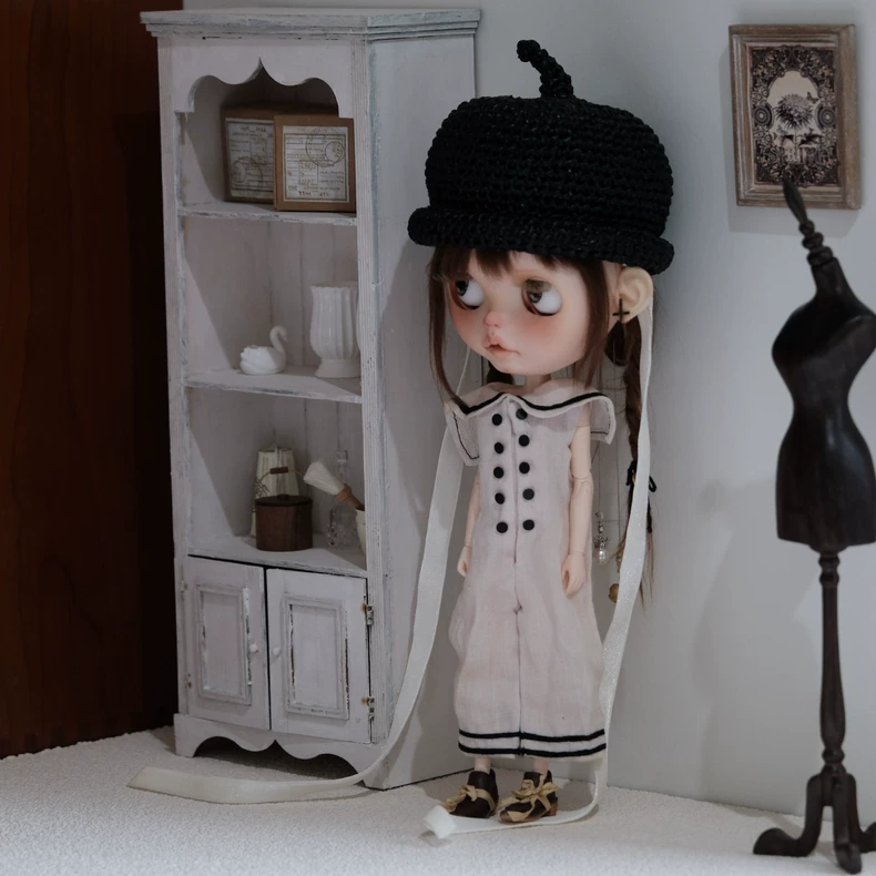 Vintage Nautical Blythe Sailor Jumpsuit Outfit w/ Beret & Accessories - Premium Collector - Image 2