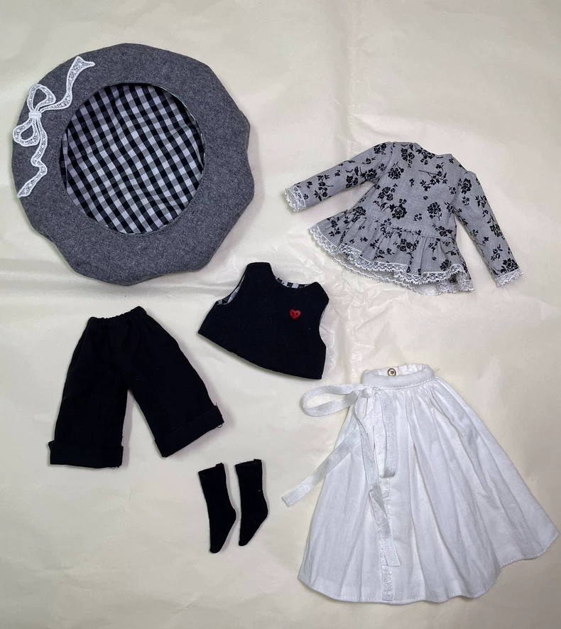Vintage Blythe Doll Outfit – Elegant Blouse, Vest, Shorts & Beret Set | Premium Japanese Fabrics - Image 8