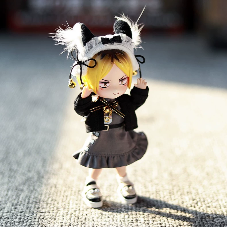 Luxury OB11 Doll Outfit: Black & Gray Elegance with Metallic Accents - Image 3