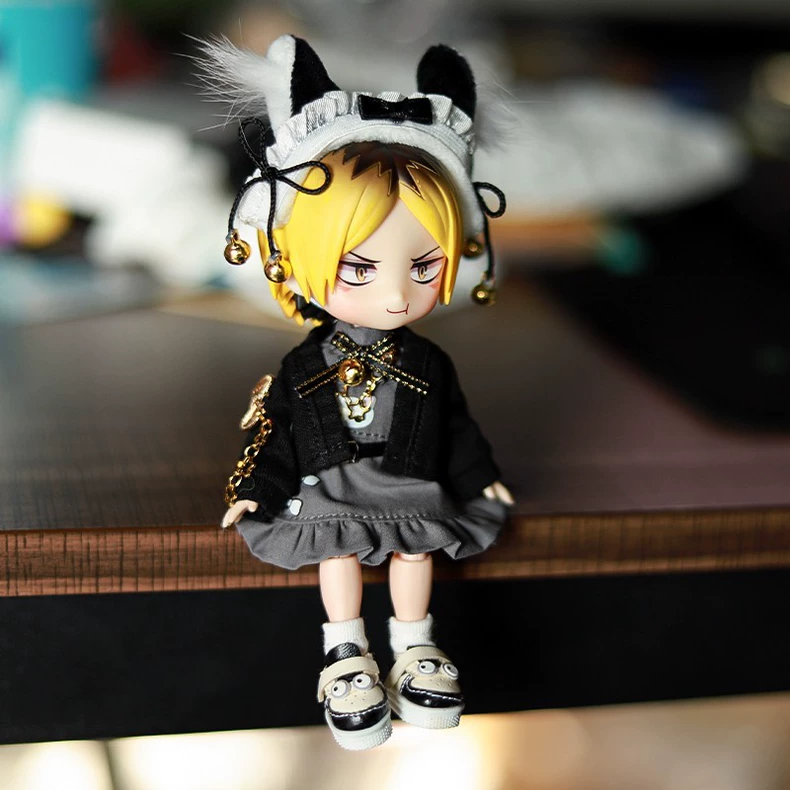 Luxury OB11 Doll Outfit: Black & Gray Elegance with Metallic Accents - Image 4