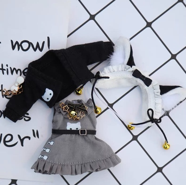 Luxury OB11 Doll Outfit: Black & Gray Elegance with Metallic Accents - Image 7