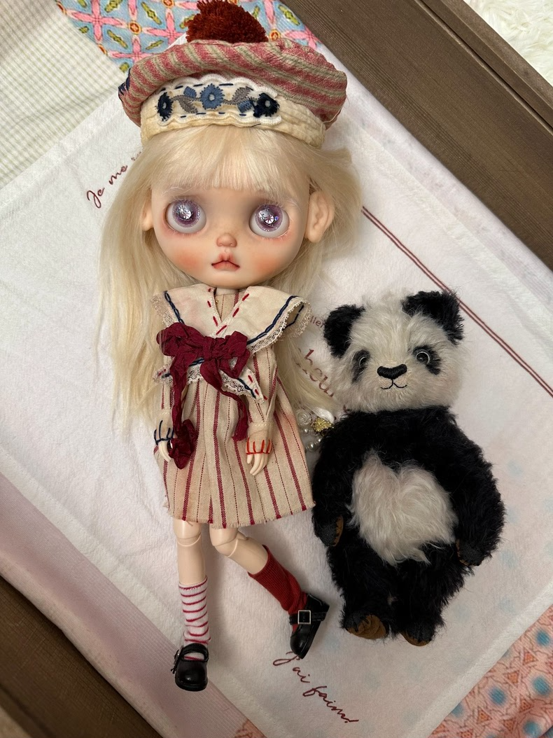 Vintage Nautical Blythe Doll Outfit – Retro Elegance Dress, Hat & Socks | Customizable & High-Quality - Image 3