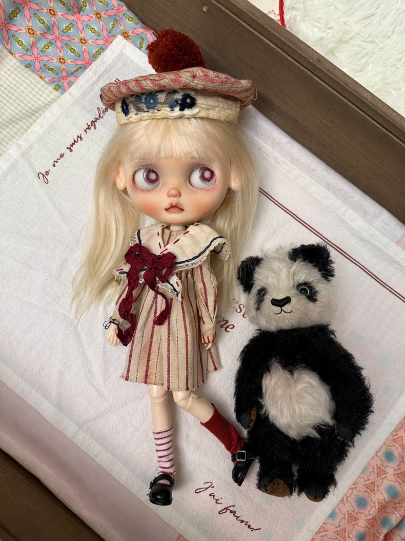 Vintage Nautical Blythe Doll Outfit – Retro Elegance Dress, Hat & Socks | Customizable & High-Quality - Image 4