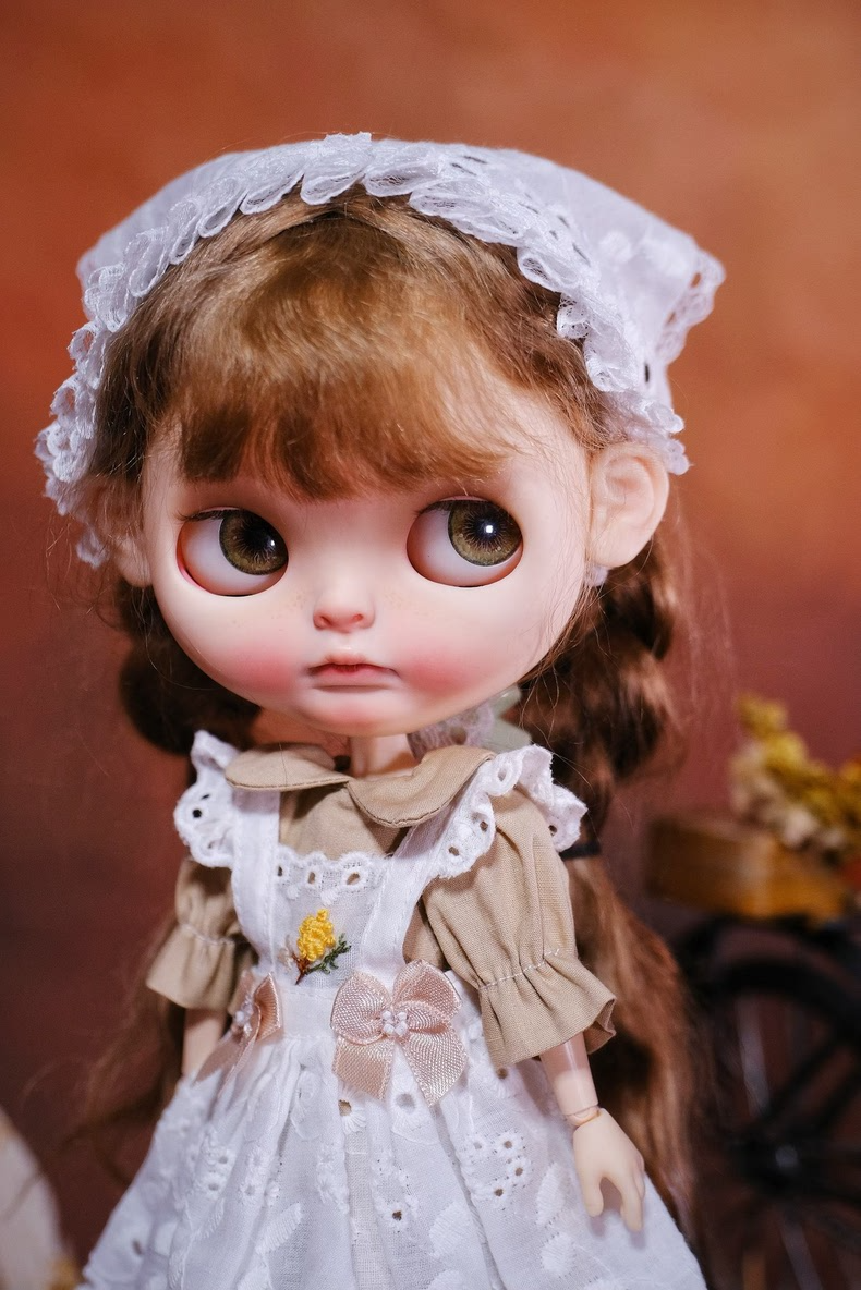 Vintage Blythe Doll Outfit - Elegant Lace Dress & Floral Skirt for 6" Dolls - Collectible High-Quality Attire - Image 1