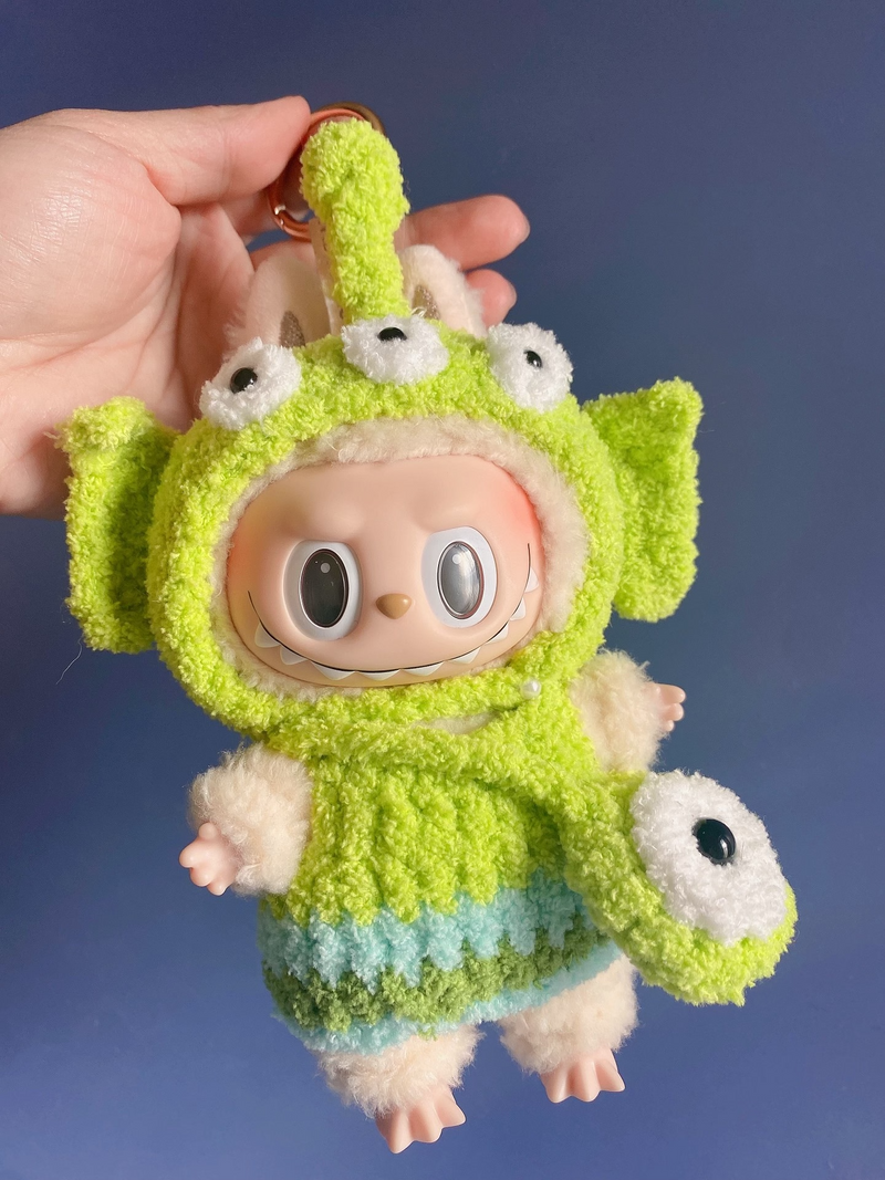 Whimsical Labubu Doll Outfit – Vibrant Green & White Customizable Plush Set for POP MART Fans - Image 6