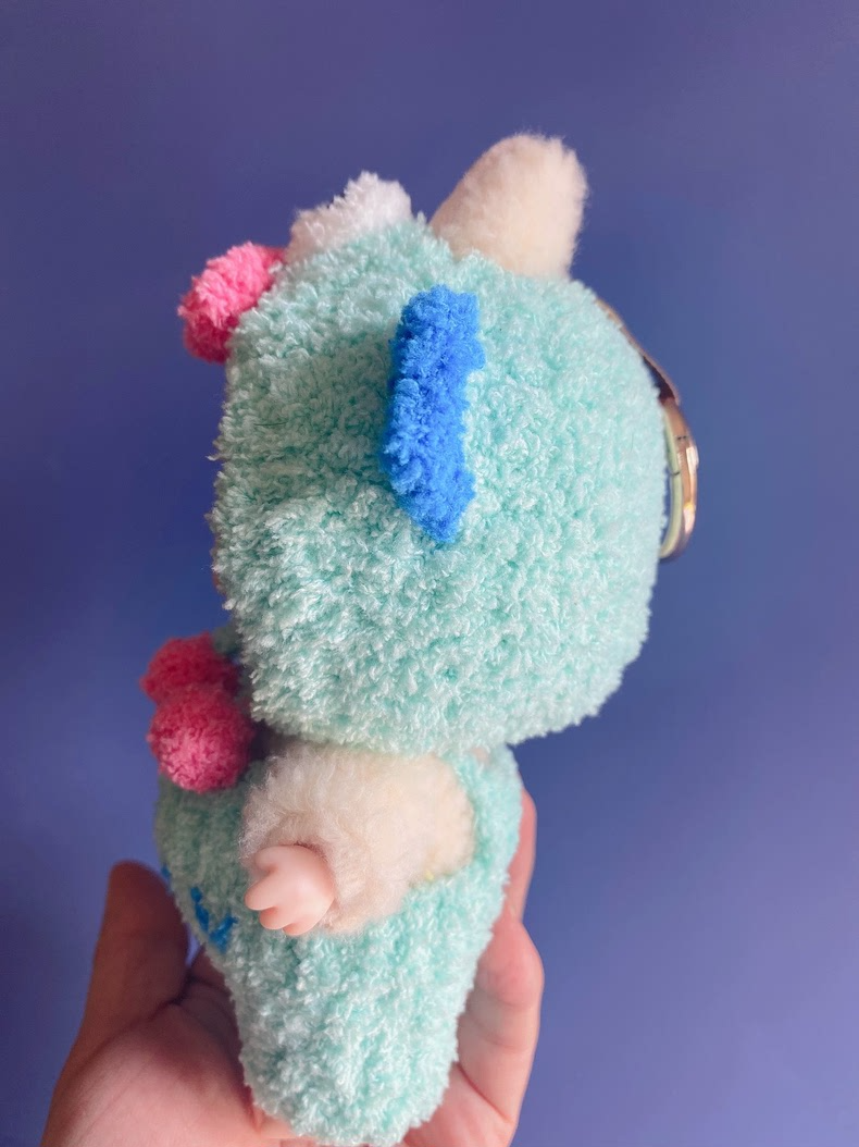 Whimsical Labubu Plush Outfit: Pastel Mint & Pom-Pom Hood for POP MART Blind Box Collectibles - Image 3