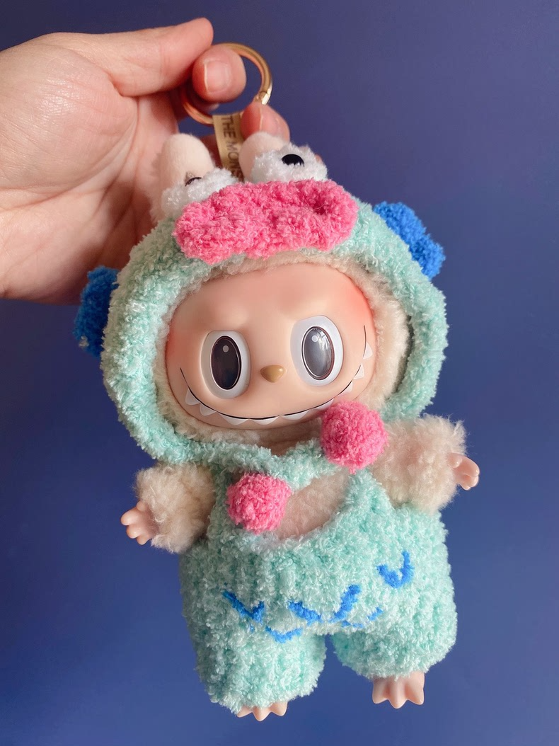 Whimsical Labubu Plush Outfit: Pastel Mint & Pom-Pom Hood for POP MART Blind Box Collectibles - Image 5