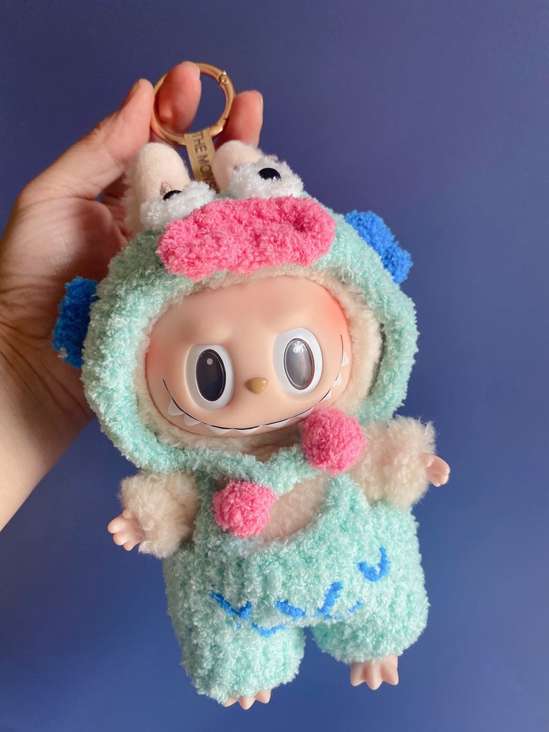 Whimsical Labubu Plush Outfit: Pastel Mint & Pom-Pom Hood for POP MART Blind Box Collectibles - Image 6
