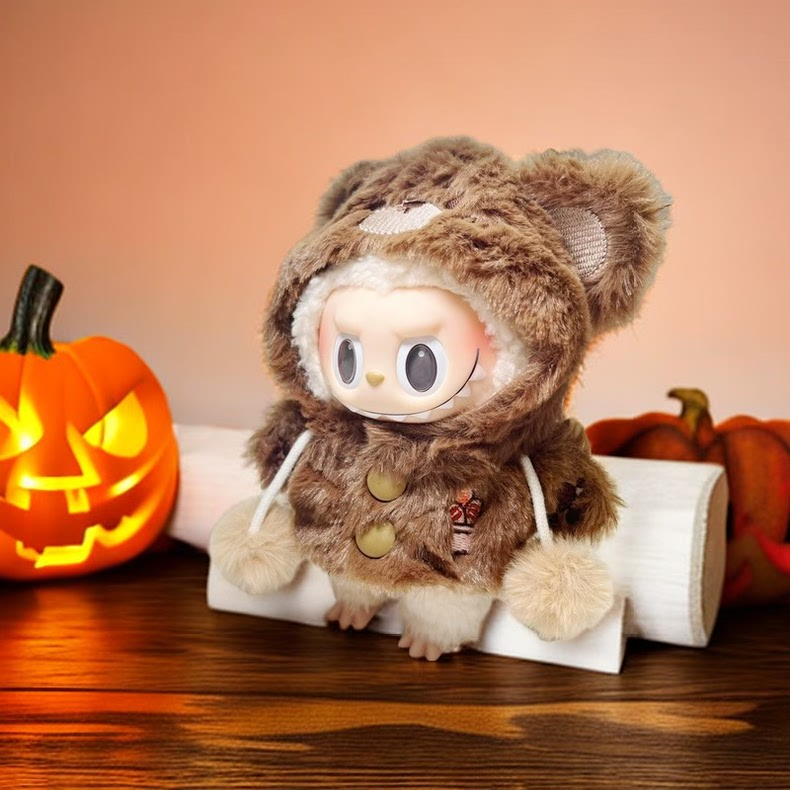 Halloween LABUBU Bear Hat Outfit – Plush, Festive Doll Costume for 10cm Dolls - Image 1